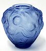 Vintage Sabino France Blue-Frosted Crystal Vase