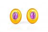 A Pair of Buccellati Brushed Gold and Amethyst Earrings
