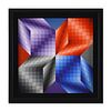 Victor Vasarely (1908-1997), "Kub-Stri (1972)" Framed Heliogravure Print with Letter of Authenticity