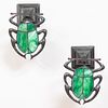 Pair of Arts and Crafts Leaded Glass Scarab Sconces