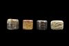Group of 4 Chinese Jade Carved Archer Rings,Qing D
