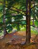 Luigi Lucioni (It. 1900-1988), Pines and Birches, 1936, Oil on board, framed