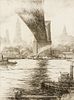 Kerr Eby (Am./Can. 1889-1946), Brooklyn Bridge, c. 1930, Etching on paper, framed under glass