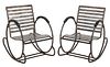 Art Deco Stainless Steel Rocking Chairs, Pair