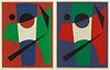 20th Century American School, "Semaphne II" and "Semaphne III," Screenprints in colors on paper. Image: 19.5" H x 15.125" W; Sight: 20.5" H x 16.125" 