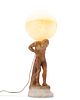 An Italian carved marble and alabaster figural table lamp