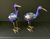 Chinese Export Cloisonne Enamel Cranes Bird Figurines 5.5 inches Tall Pair