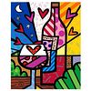 Britto, "Rose All Day" Hand Signed Limited Edition Giclee on Canvas; Authenticated