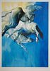 Edwin Salomon- Original Serigraph "Wild Horses in Blue"