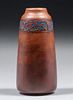 California Faience Matte Brown Cuenca Decorated Vase c1922