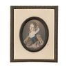 ANÓNIMO, Italia, S. XVIII. Retrato de dama. Sin firma. Óleo sobre gutapercha. 6 x 5 cm.