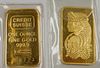 (2) PAMP & Credit Suisse Fine Gold 1 Troy Oz. Bars.