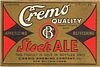 1937 Cremo Quality Stock Ale 12oz ES9-06 Label New Britain Connecticut