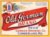 1933 Old German Beer 12oz ES81-05V Label Cumberland Maryland