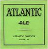 1937 Atlantic Ale No Ref. Keg or Case Label ES121-22 Label Norfolk Virginia