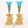 Bronze and Blue Glass Epergnes (19th Century)
