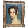 PORTRAIT OF A BEAUTIFUL YOUNG ENGLISH LADY OIL PAINTING
