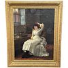 LADY IN WHITE DRESS OIL PAINTING