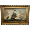 ROYAL NAVY SQUADRON SAILING IN BREEZE OIL PAINTING