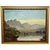 SCOTTISH HIGHLANDS LOCH CATTLE DRINKING OIL PAINTING