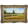 PGA BOWOOD GOLF COURSE 18TH HOLE OIL PAINTING