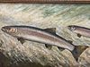 2 SALMON LEAPING UPSTREAM OIL PAINTING
