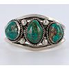 Turquoise and Silver Old Pawn Tribal Bracelet