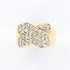 Designer 14K Yellow Gold and Diamonds Ring