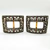 2pc Brass and Copper Decorative Shoe Buckles