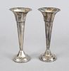 Pair of trumpet vases, England, 1917, maker's mark James Deakin & Sons, Sheffield, sterling silver 925/000, round domed and filled stand, angular coni