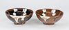 Pair of tea bowls Kaki-Temmoku, Japan, Meiji period(1868-1912), light stoneware with so called persimmon skin(jap. kaki no hada)-glass base and effect