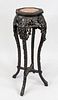 Flower stool, China, 20th c., decorative hardwood high stool with mineral plate, 8-cornered, h 92cm