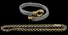 Gold chain, 9ct and a Phillipe Charriol bangle, boxed