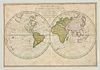 Set of three maps and views of the 18th century: World map ''Mappe Monde'', part col. Kupfer von Krevelt, 1773, stained, ''Plan der Reichsstadt Bremen