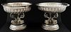 Pair of Portuguese silver plated comports with gadrooned decoration on three dolphin supports and round bases, marked 'Topazi