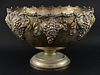 Silver plated punch bowl  decorated with vines and bunches of grapes , diameter 37cm