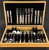 Modern old English pattern canteen of cutlery in light wood case