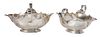 Fine and Rare Pair of George I English Silver Doubled Lipped Sauce Boats