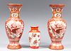 Group of Three Antique Japanese Kutani Vases