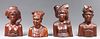 Group of Four Vintage Bali Carved Busts