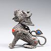 Antique Chinese Inlayed Silver Lion Vessel