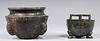 Group of Two Archaic Chinese Style Carved Hardstone Vessels