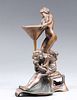 Georg Leykauf Art Nouveau Bronze Figural Candlestick