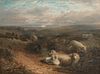 SHEEP RESTING IN A LANDSCAPE OIL PAINTING