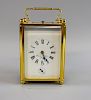 Charles Frodsham of London Brass and glass repeating  carriage clock with  alarm,  17cm