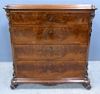 19th century mahogany Continental chest of four drawers on scrolled feet, 82cm x 87cm