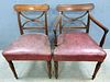 Set of six 19th century mahogany bar back dining chairs with padded seats on turned legs, (4+2),