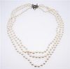Antique 14k Gold Silver Diamond Pearl 3 Strand Necklace