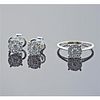 18k Gold Diamond Engagement Ring Stud Earrings Set