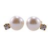 18k Gold Diamond Pearl Stud Earrings